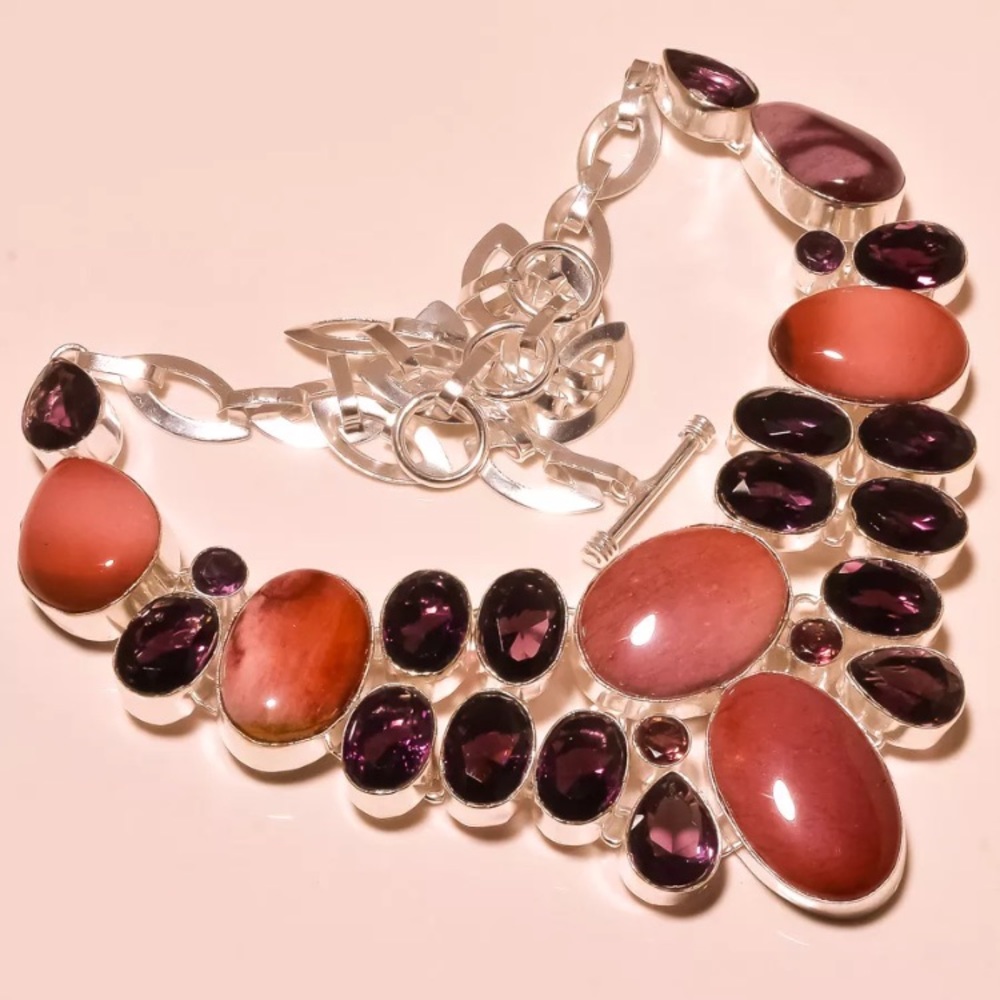 Australian Mookaite handmade 925 SS necklace
