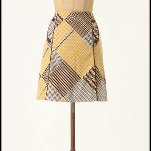 SOLD Anthropologie Maeve houndstooth mod velvet skirt.