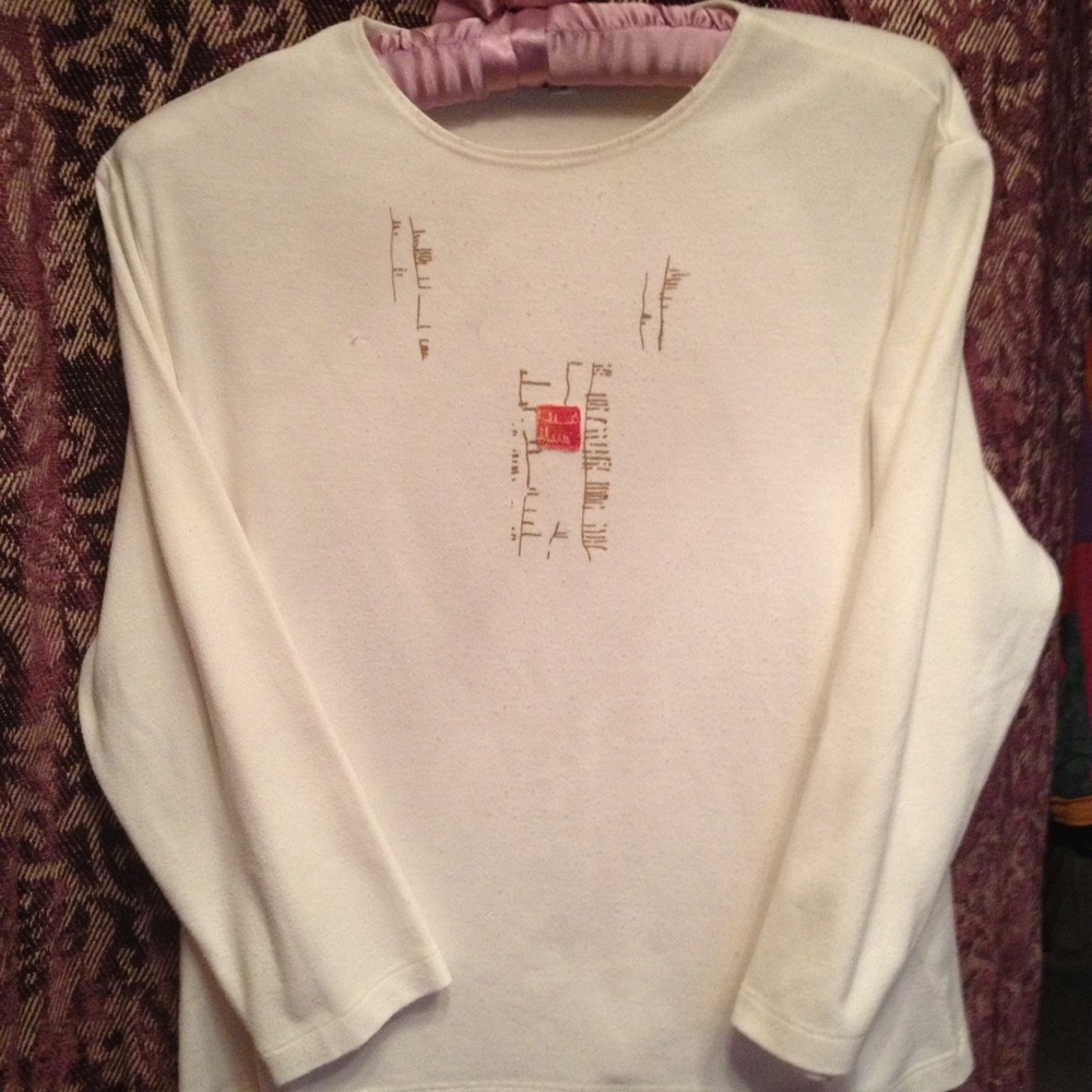 K.D.Spring Ivory Embellished Spring Top Sz S