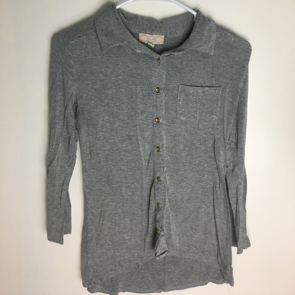 Grey button down top