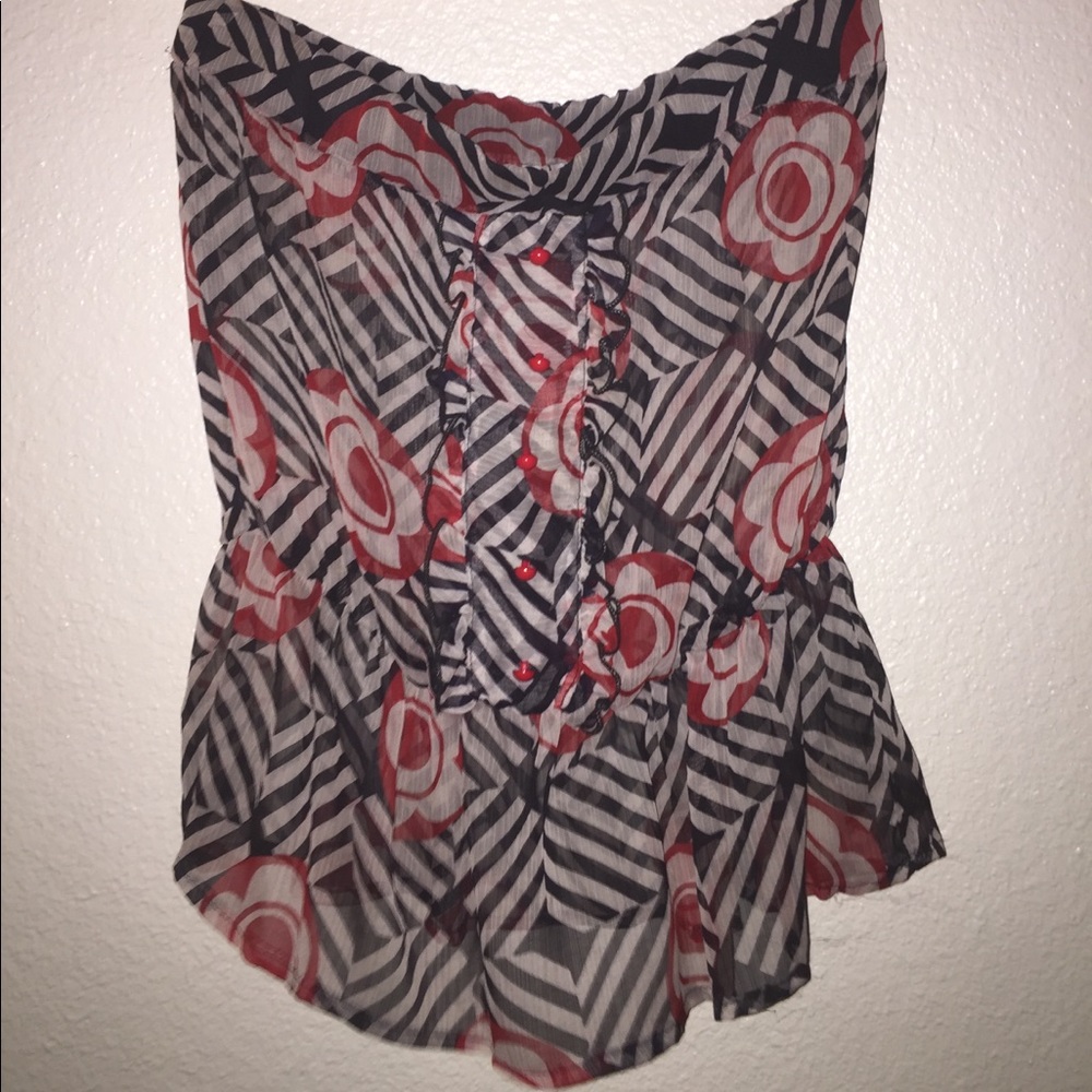 Strapless peplum top