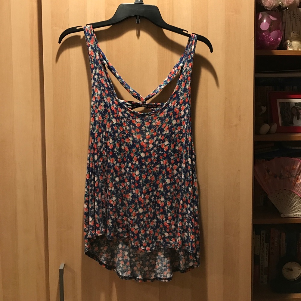 Floral Strappy Tank w/ Criss Cross Back