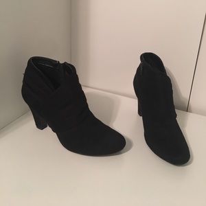 Black suede heeled booties