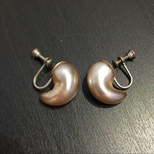 Unique faux pearl screw on studs