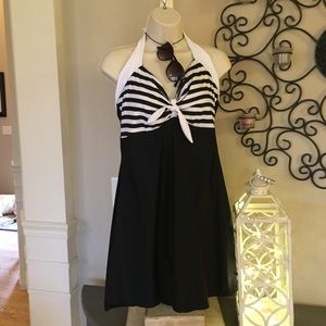 Black and white swim dress size 16