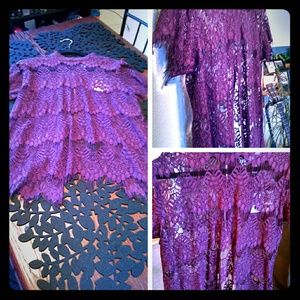 Burgundy Lace Split Back Top.