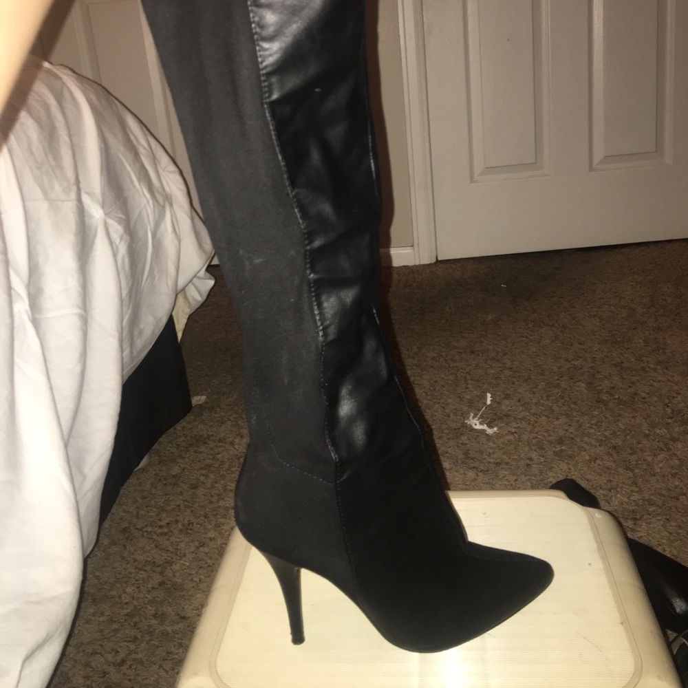 Knee high boots.