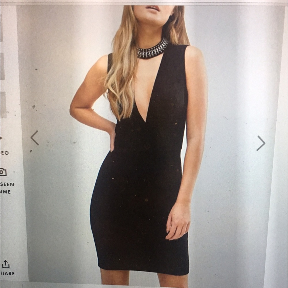 Black deep v neck w studded choker attached dress
