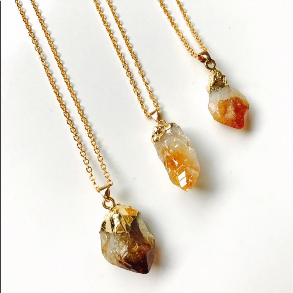 💎1 left ✨Authentic Raw Citrine necklace 18K GP
