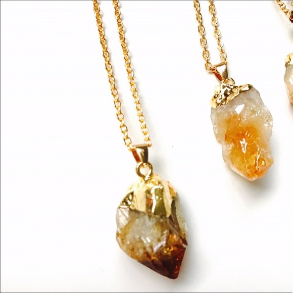 💎1 left ✨Authentic Raw Citrine necklace 18K GP - Picture 2 of 4