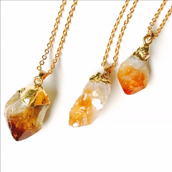 💎1 left ✨Authentic Raw Citrine necklace 18K GP - Picture 3 of 4