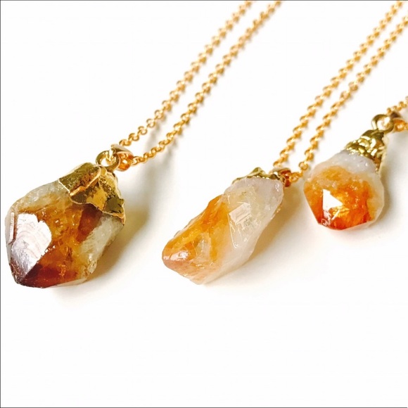 💎1 left ✨Authentic Raw Citrine necklace 18K GP - Picture 4 of 4