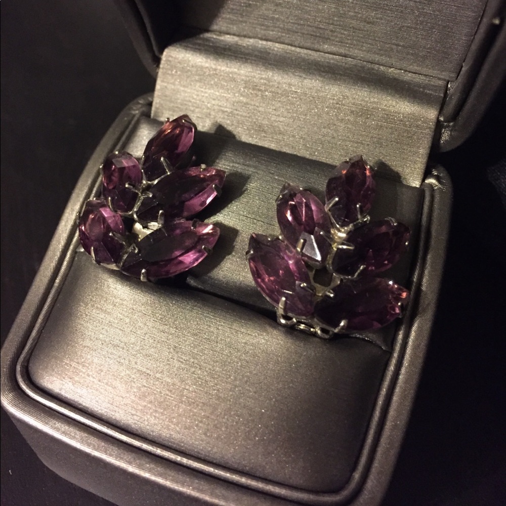 Vintage amethyst clip on earrings