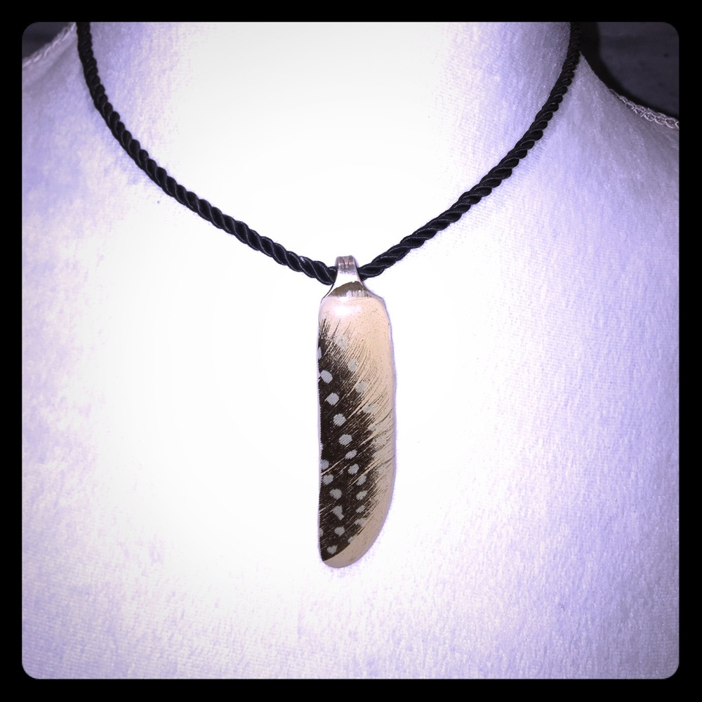 Hippy/Boho Silver Knife Made Feather Necklace