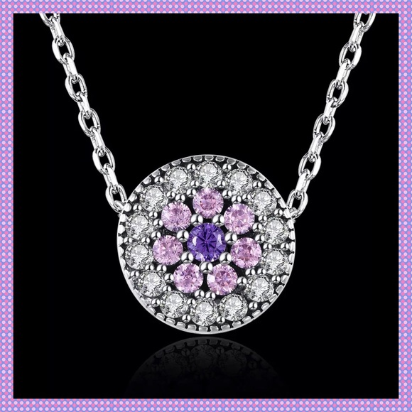💜GORGEOUS SS AAA Zircon Cluster Necklace💜 - Picture 4 of 5