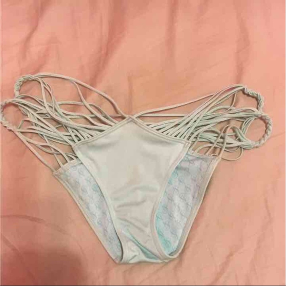 Strappy blue bikini bottoms