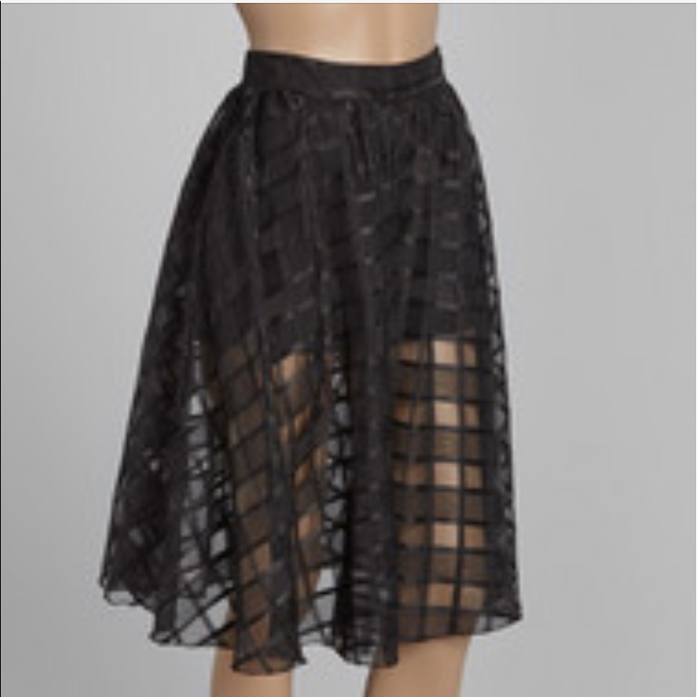 Gracia Black Sheer Geometric Full Skirt