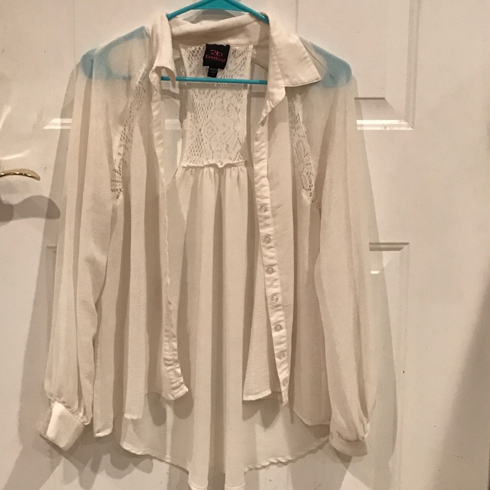 2B BEBE Sheer Shoulder Cut Out Blouse