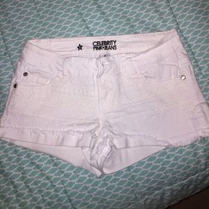White tribal jean shorts