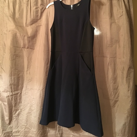 Navy Blue and Black Dress with Pockets - Picture 1 of 2