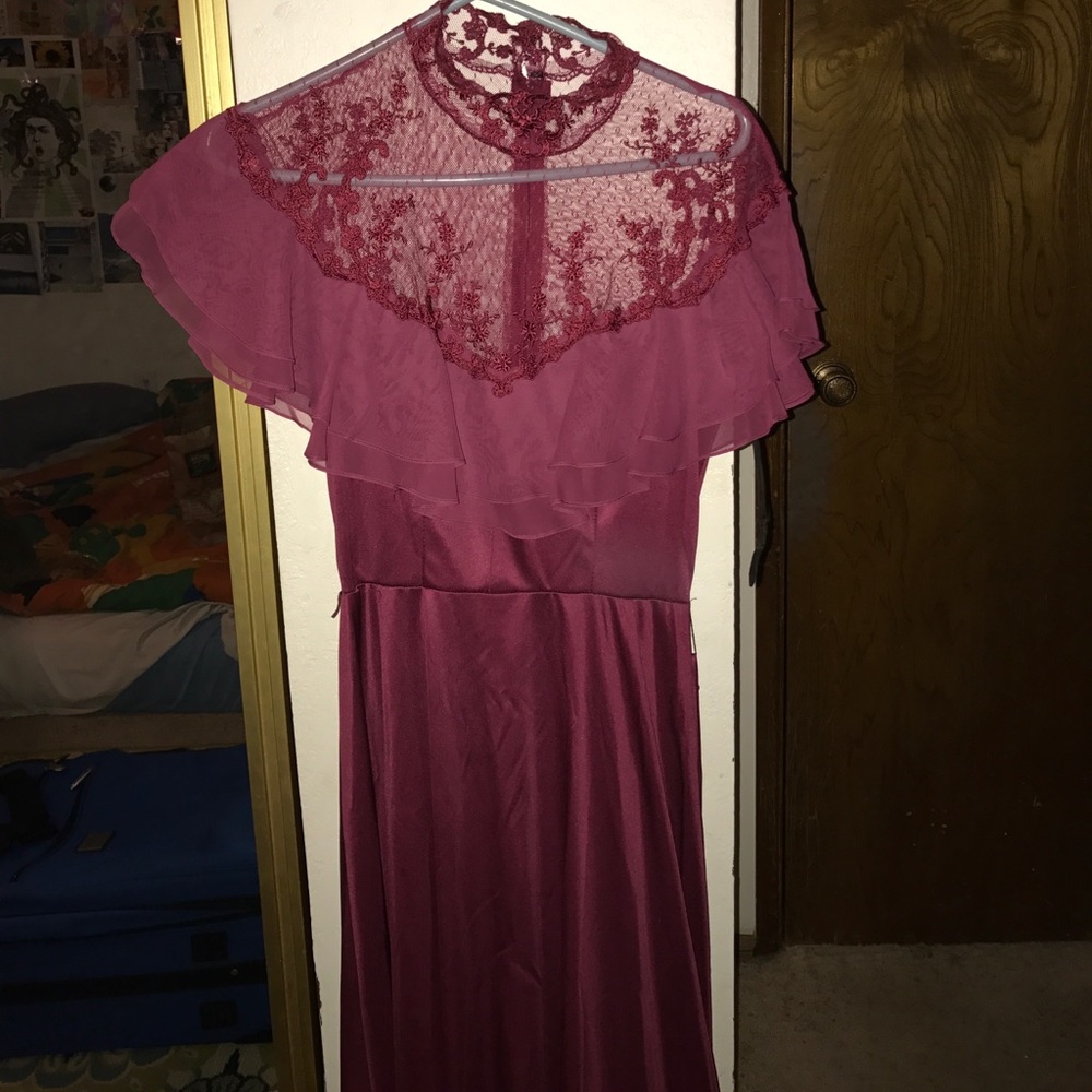 Maroon 70s maxi dress