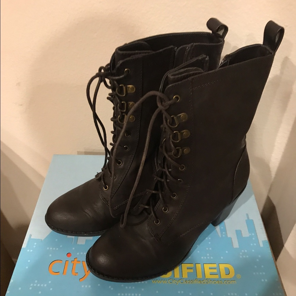 Brown Lace tie up boots size 9