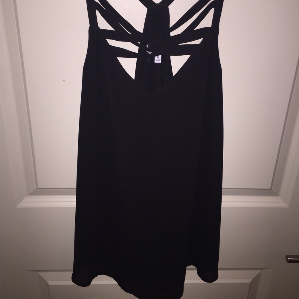 Black cross body spaghetti strap