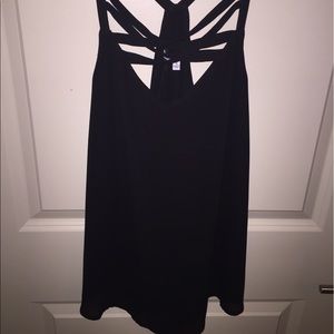 Black cross body spaghetti strap