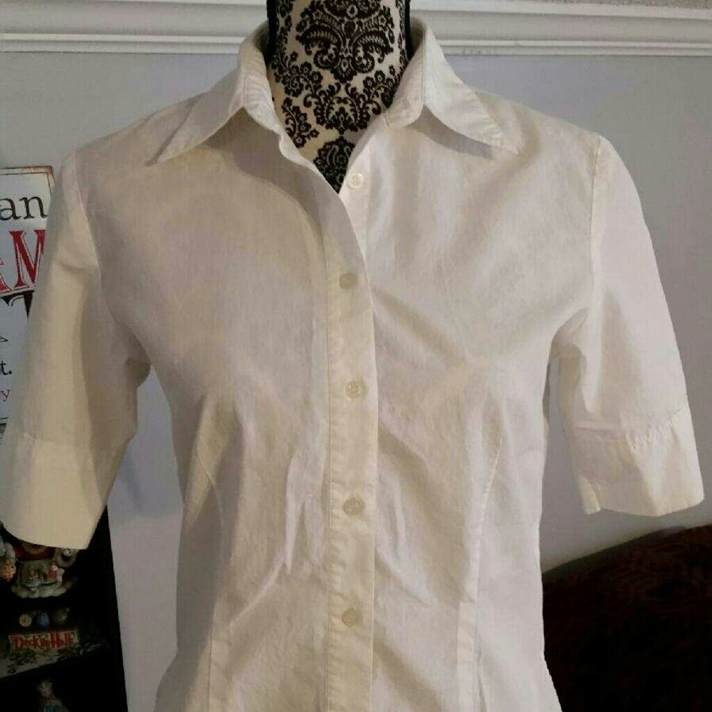 White short sleeved women's dress shirt