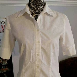 White short sleeved women's dress shirt