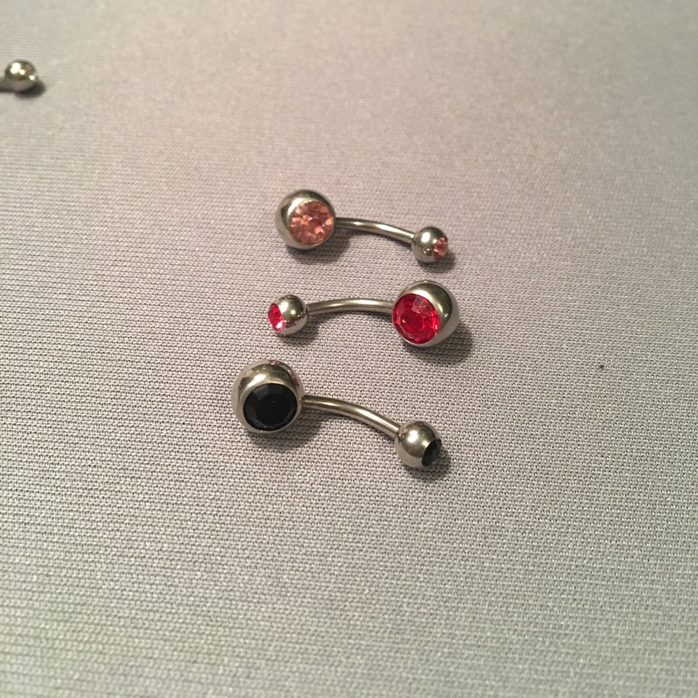 Pink, Red, and Black Belly Button Rings Never Worn