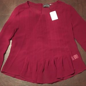 NORDSTROM maroon/wine long sleeve cuffed blouse