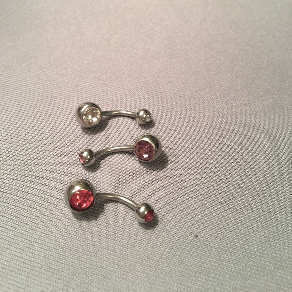 Pink and Clear Belly Button Rings (Never Worn)