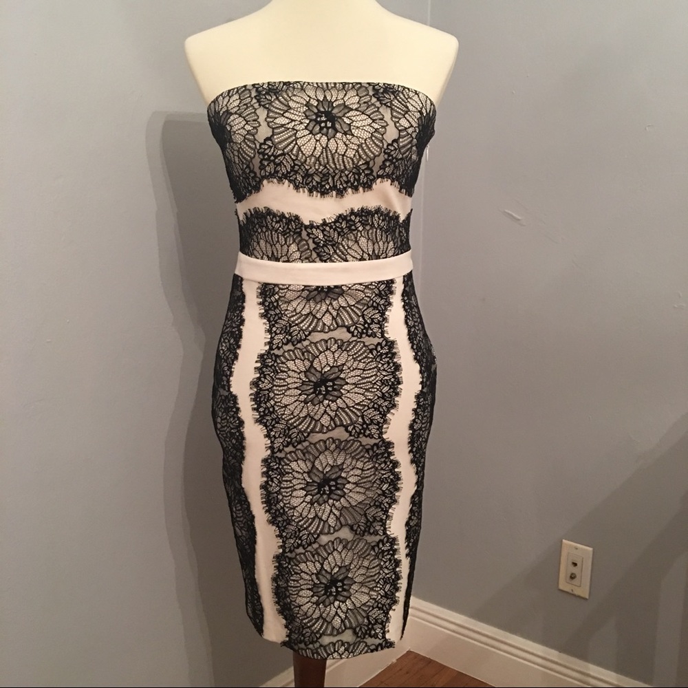 Bebe white and black lace dress
