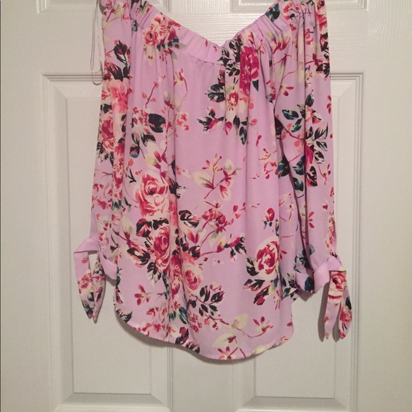 Express Tops - Floral off the shoulder blouse