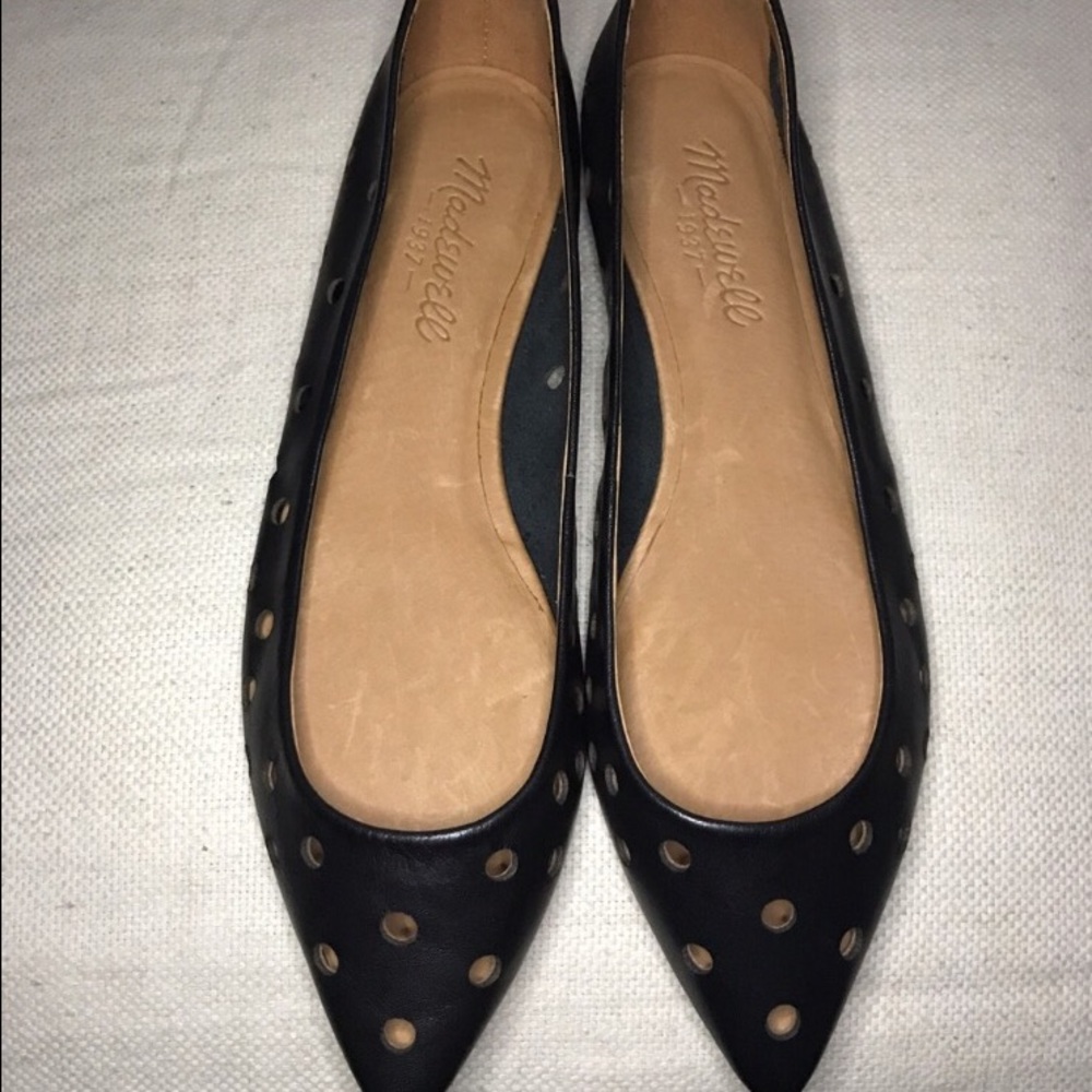 NEW Madewell Sidewalk Skimmer Flats, Black, sz 6