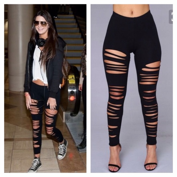 LAST ONE Black Ripped Leggings HOT STYLE ❤️ - Picture 2 of 6