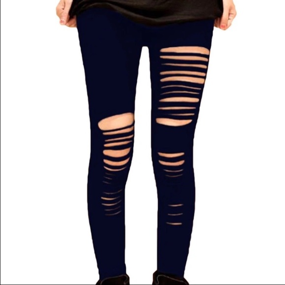 LAST ONE Black Ripped Leggings HOT STYLE ❤️ - Picture 3 of 6
