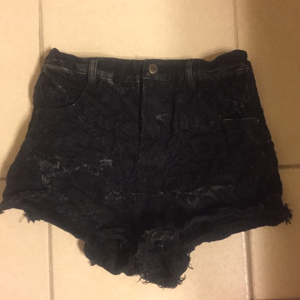 Free people distressed floral shorts