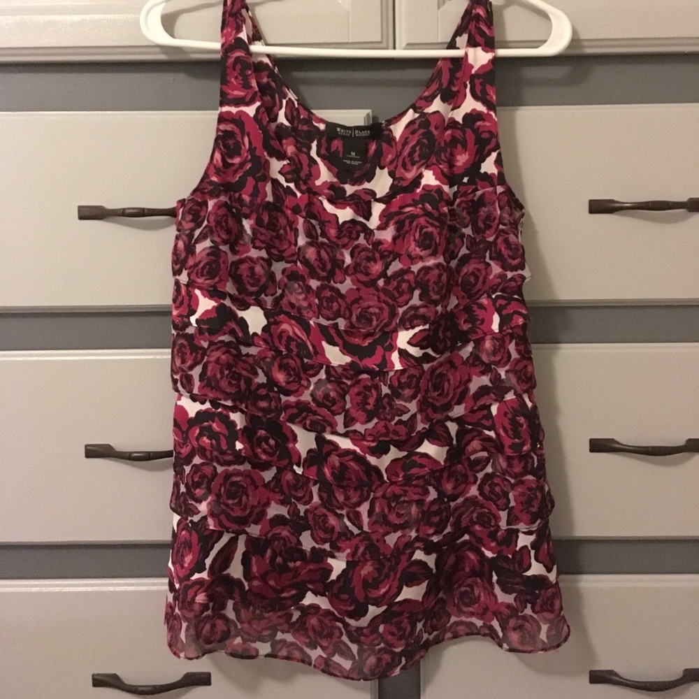 WHBM floral print tiered ruffle tank