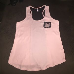 Pink and black lace top