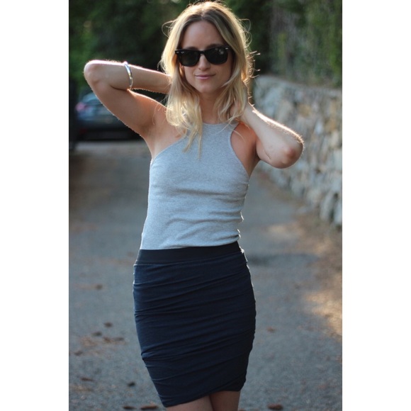 {T by Alexander Wang} Marled Jersey Twist Skirt - Picture 3 of 8