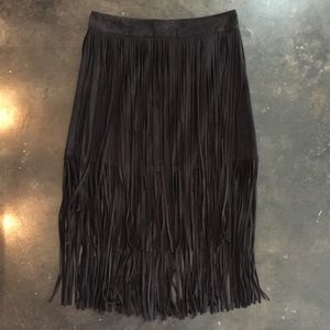 Zara Fringe Skirt Black Size Small