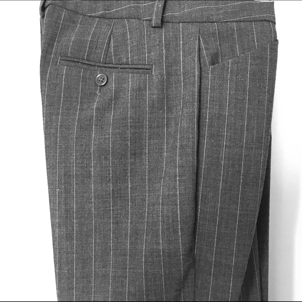 Charcoal with silver pinstripe editor pants!