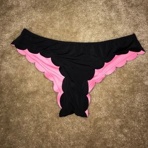 VS Pink Black Scalloped Bikini Bottoms