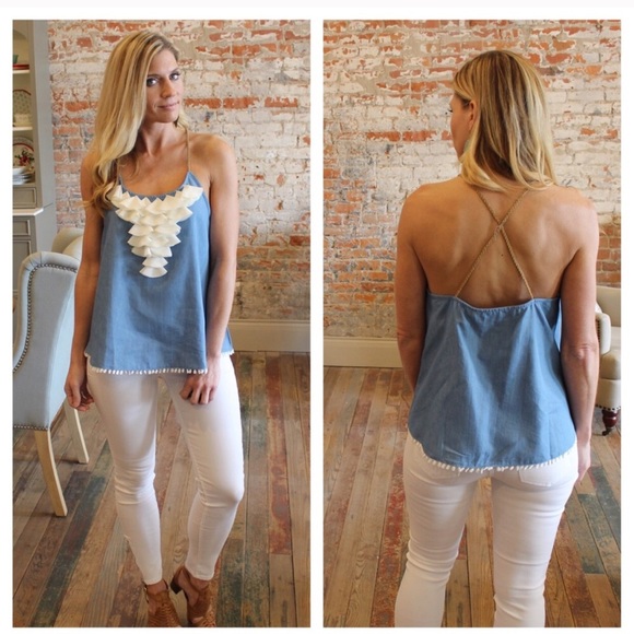 Infinity Raine 💕1 left!💕Denim Petal Top - Picture 4 of 4