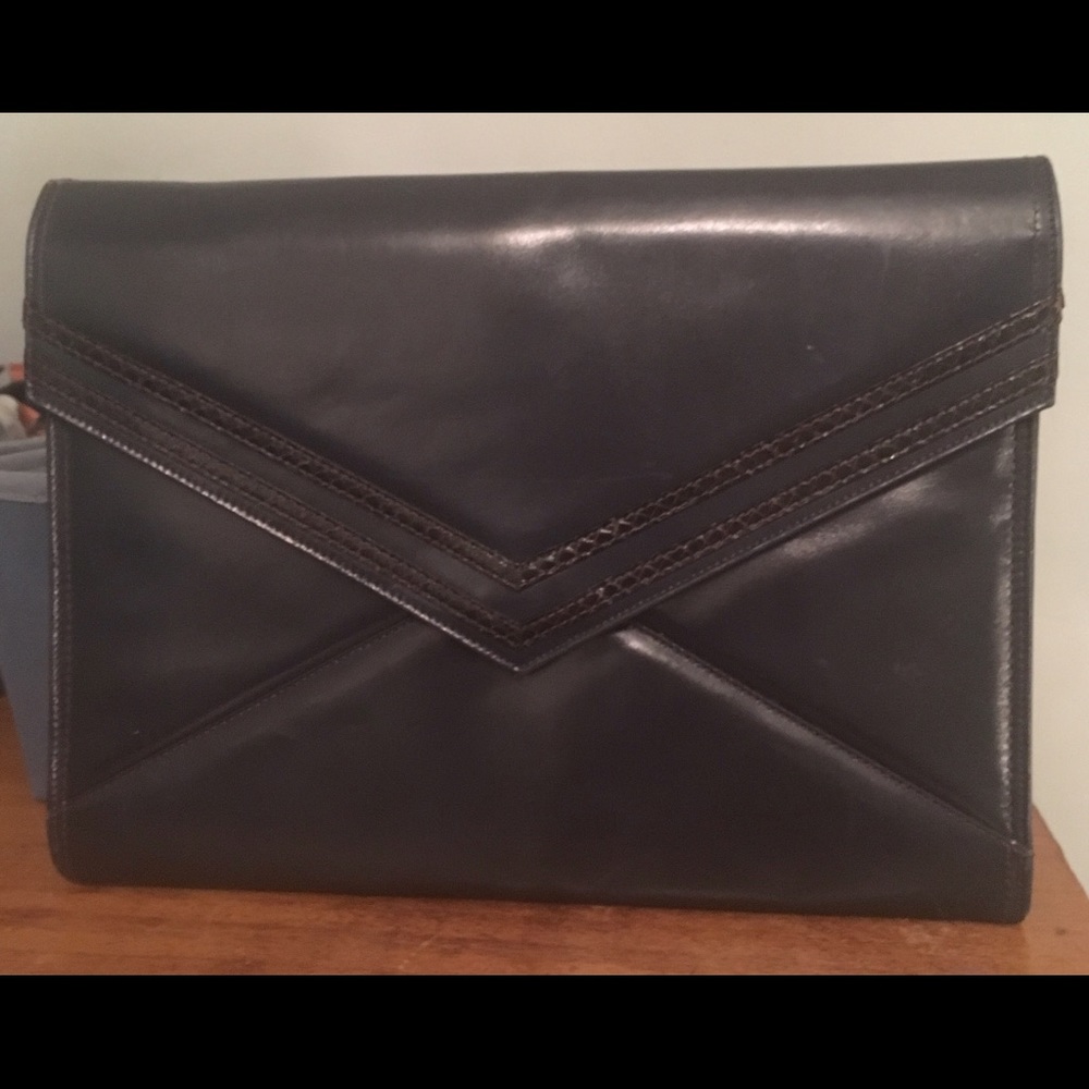 Jay Herbert Vintage Leather Navy Envelope Clutch