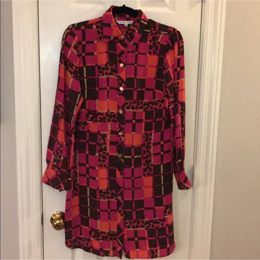 Trina Turk silk button down dress Size 2 NWOT