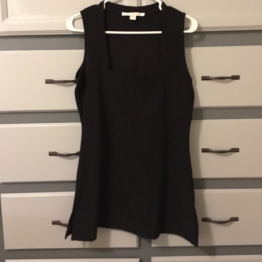 Boston Proper fitted black square neck tank