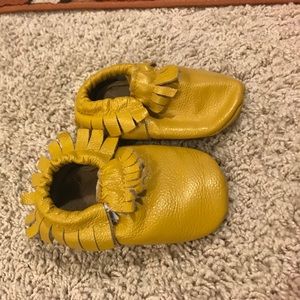 Baby moccasins 12- 18 months mustard color